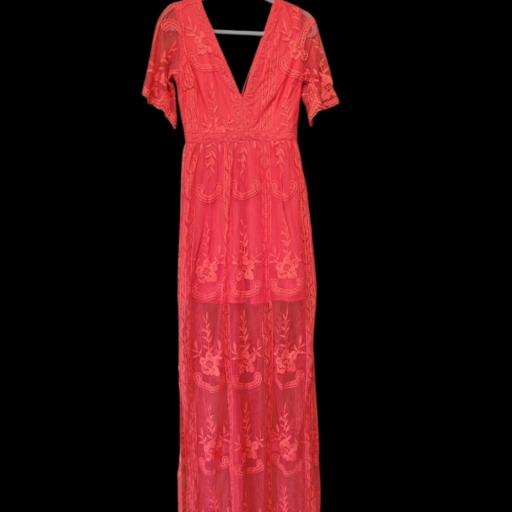 Soieblu Orange Flutter Sleeve Maxi Dress